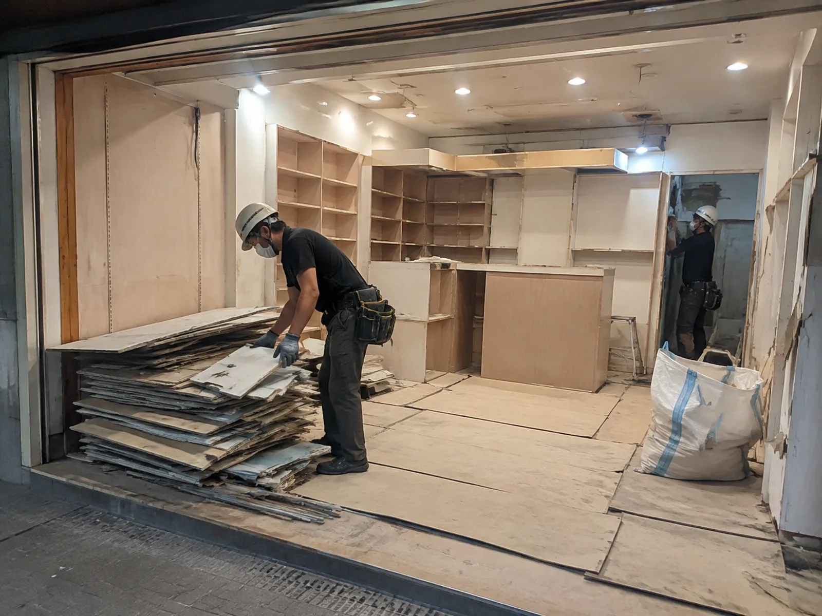 Hong Kong shop demolition work